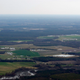 An aerial shot of hog farms and lagoons near a creek in Duplin County.